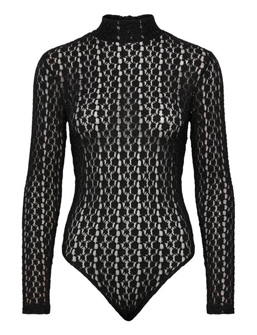 Vezza Floral Mesh Bodysuit Bardot Black