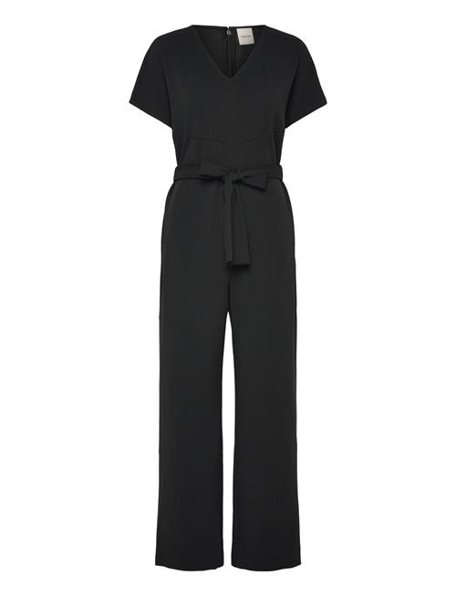 Stretch Crepe Jumpsuit With Belt Calvin Klein Black