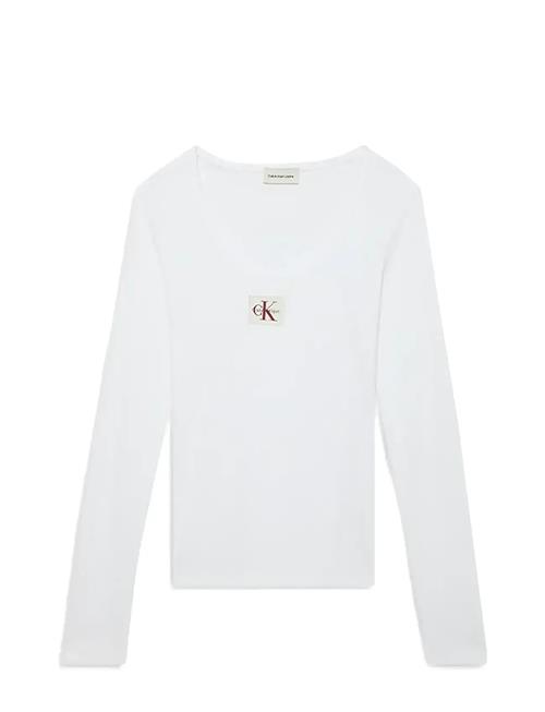 Ls Woven Label 2X2 Rib Scoop Nec Calvin Klein Jeans White