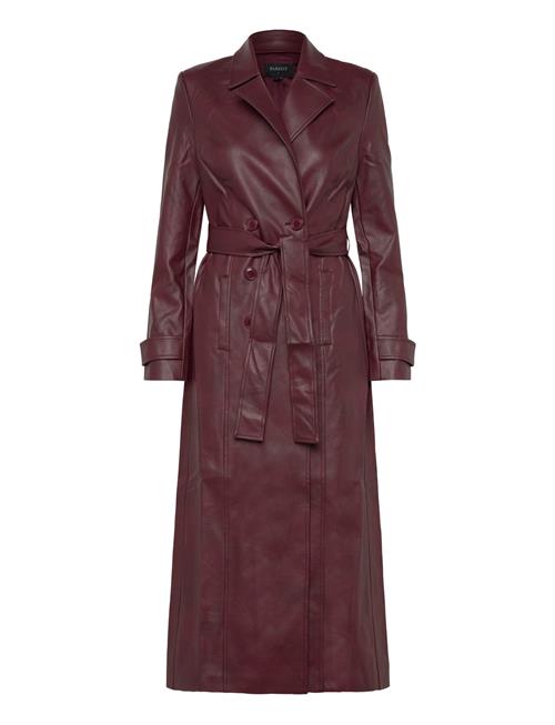 Vegan Leather Longline Coat Bardot Burgundy