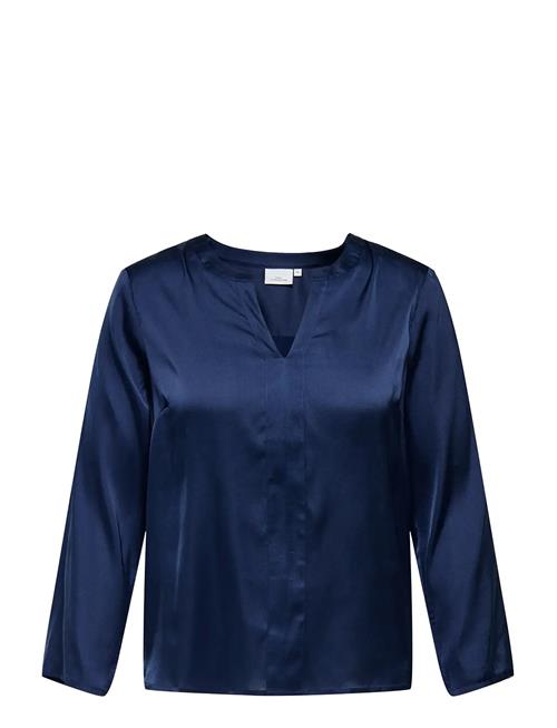 Carbrynja Ls V-Neck Top Wvn ONLY Carmakoma Navy