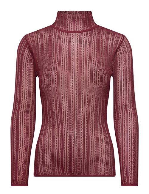 Zelie Sheer Knitted Turtleneck Top Malina Pink