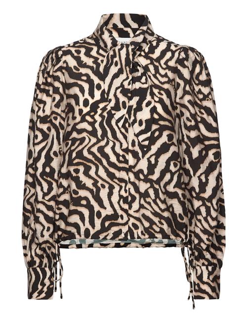 Dante6-Cheska Printed Pussy Bow Blouse Dante6 Brown
