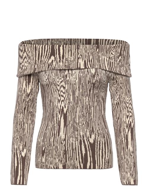 Cirella Knitted Off Shoulder Top Malina Brown