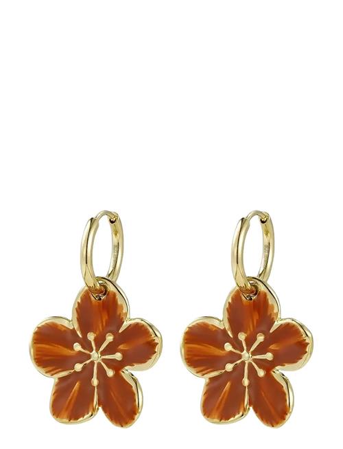Calista Enamel Earring Brown/Gold Bud To Rose Gold