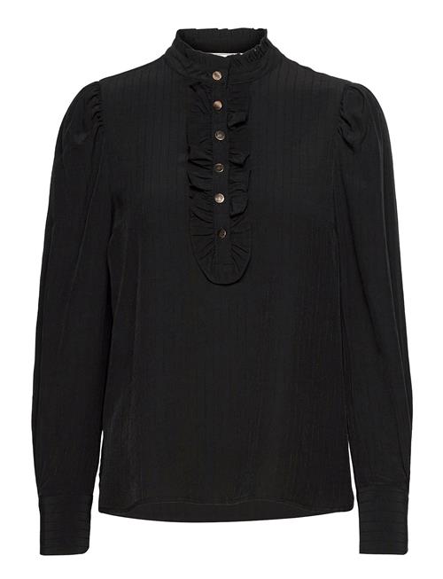 Shirt From Freequent In A Light Material With A Striped Pattern. The Shirt Has A FREE/QUENT Black