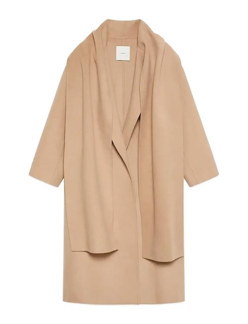 Dbl Face Wool Scarf Coat Calvin Klein Beige