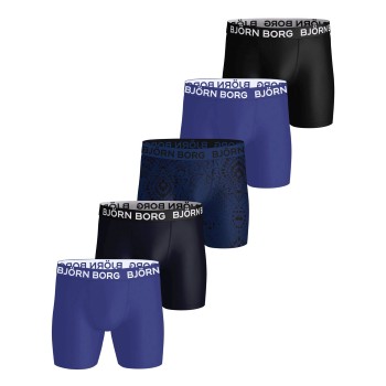 Björn Borg 5P Sports Microfiber Boxer Trunks Sort/Blå polyester Medium Herre