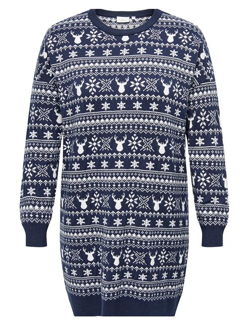 Carxmas Winter Ls O-Neck Dress Knt ONLY Carmakoma Navy