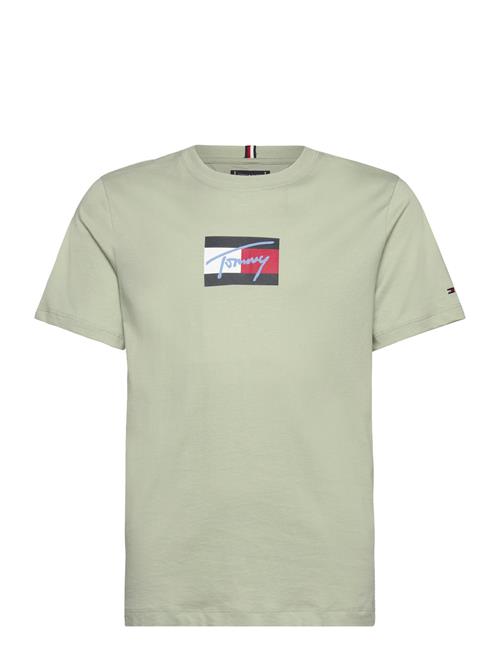 Tommy Script Flag Print Tee Ss Tommy Hilfiger Yellow