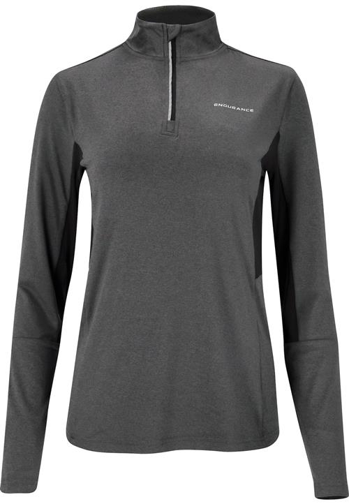 ENDURANCE Funktionsbluse 'Jocee'  grå-meleret / sort / hvid