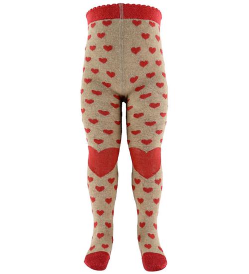 Hust and Claire Strømpebukser - HCFrankie - Biscuit m. Hjerter