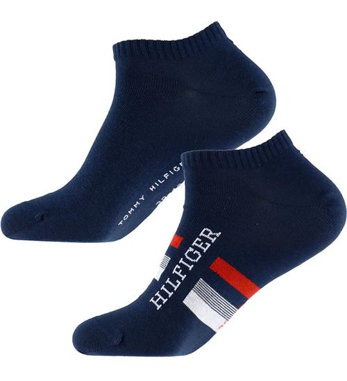 Tommy Hilfiger Ankelstrømper - 2-pak - Navy m. Rød