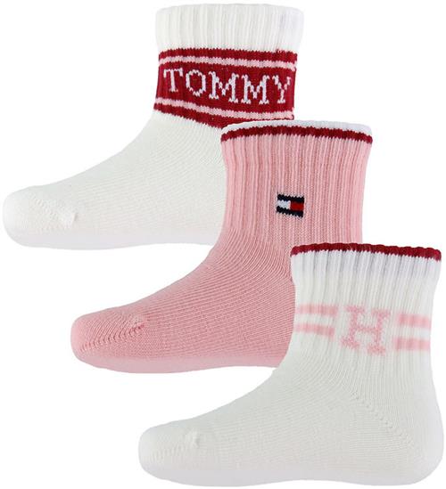 Tommy Hilfiger Strømper - 3-pak - Pink/Hvid