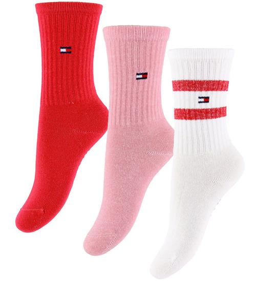 Tommy Hilfiger Strømper - 3-pak - Rød/Rosa/Hvid