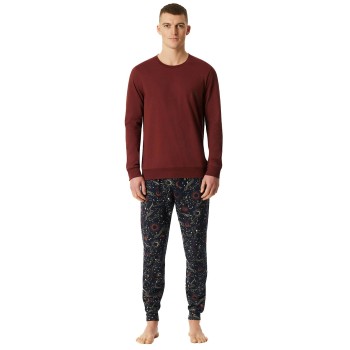 Schiesser Family Long Pyjamas Cuffs Rød bomuld Large Herre