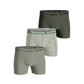Björn Borg 3P Cotton Stretch Boxer 1721 Grøn Mønster bomuld X-Small Herre