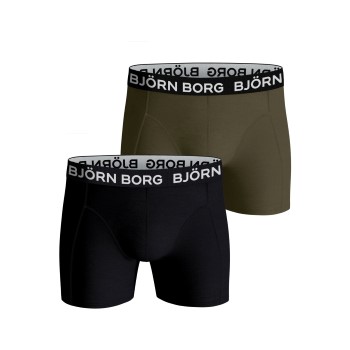 Björn Borg 2P Cotton Stretch Shorts 2112 Sort/Grøn bomuld Small Herre