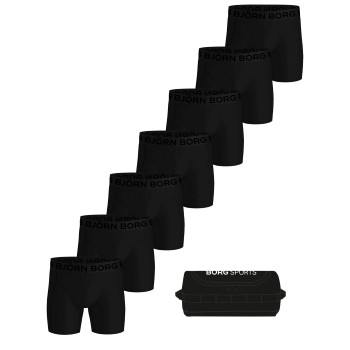 Björn Borg 7P Sports Lightweight Boxer Trunks Sort polyester Large Herre