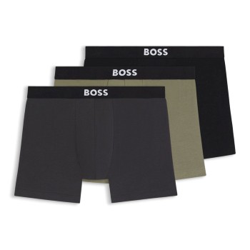 BOSS 3P ONE Boxer Brief Sort/Grøn bomuld X-Large Herre