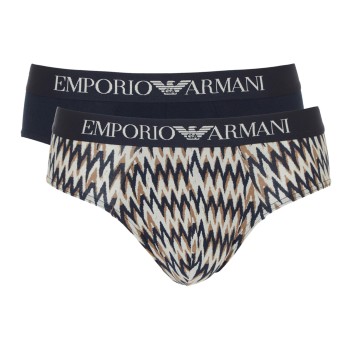 Emporio Armani Armani Cotton Stretch Print Briefs 2P Beige/marine bomuld Medium Herre