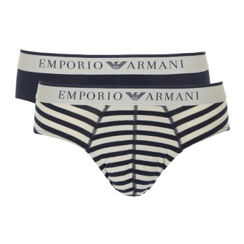 Emporio Armani Armani Cotton Stretch Print Briefs 2P Sort Mønster bomuld Small Herre