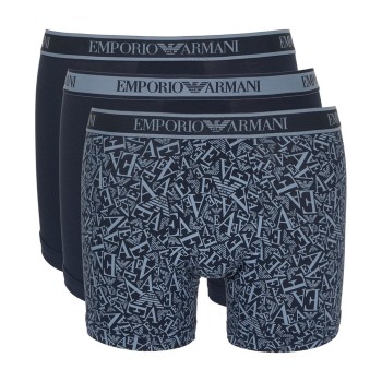 Emporio Armani Armani Logo Boxer With Long Leg 3P Blå bomuld Small Herre