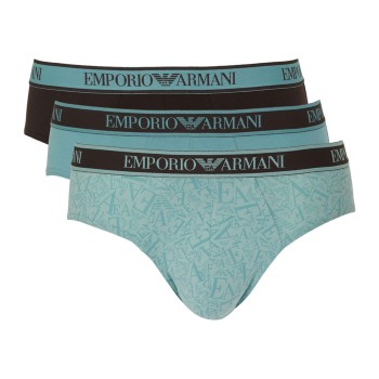 Emporio Armani Armani Logo Brief With Core Logo 3P Sort/Blå bomuld Medium Herre
