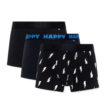 Happy socks 3P Black And White Boxershorts Sort bomuld Medium Herre