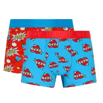 Happy socks 2P Super Dad Boxershorts Blå bomuld Medium Herre