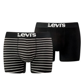 Levis 2P Base Stripe Boxer Sort/Hvid bomuld Small Herre