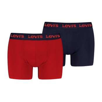Levis 2P Repeat Logo Boxer Brief Sort/Rød bomuld Small Herre