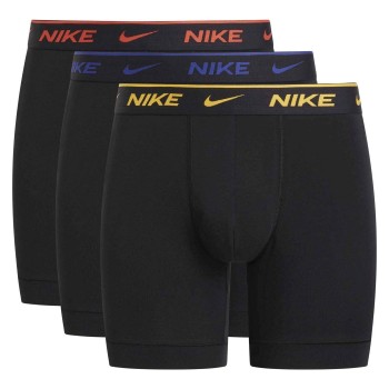 Nike 6P Everyday Essentials Cotton Stretch Boxer Sort/Gul bomuld Small Herre