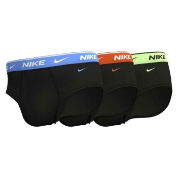 Nike 3P Everyday Essentials Cotton Stretch Hip Brief Sort/Orange bomuld Medium Herre