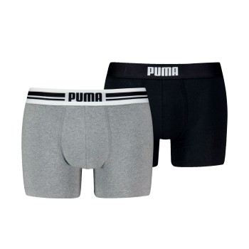 Puma 2P Everyday Placed Logo Boxer Sort/Grå bomuld Large Herre