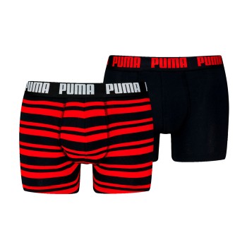 Puma 2P Heritage Stripe Boxer Sort/Rød bomuld Small Herre