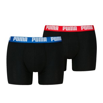 Puma 2P Men Everyday Basic Boxer Sort/Rød bomuld Large Herre
