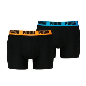 Puma 2P Men Everyday Basic Boxer Sort/Orange bomuld X-Large Herre