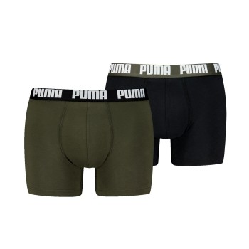 Puma 2P Men Everyday Basic Boxer Sort/Grøn bomuld Small Herre