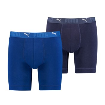 Puma 2P Sport Cotton Long Boxer Blå bomuld Small Herre