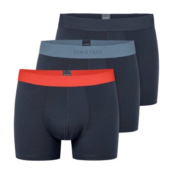 Schiesser 3P 95-5 Organic Cotton Woven Shorts Sort/Rød bomuld XX-Large Herre