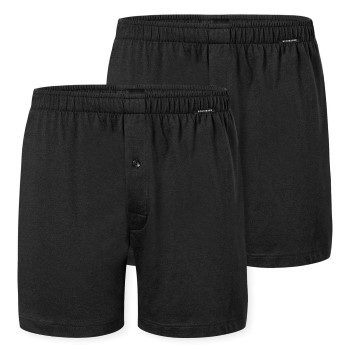 Schiesser 2P Long Boxershorts Sort bomuld X-Large Herre