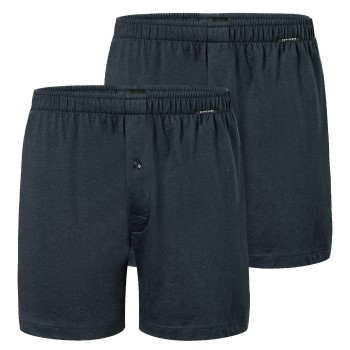 Schiesser 2P Long Boxershorts Mørkblå bomuld Small Herre
