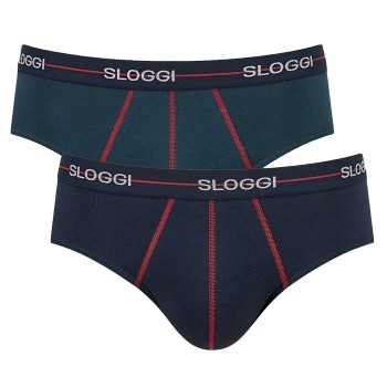 Sloggi 2P For Men Start Midi Blå/Grøn bomuld X-Large Herre