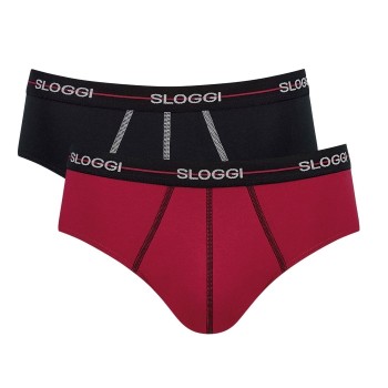Sloggi 2P For Men Start Midi Rød/Sort bomuld Medium Herre