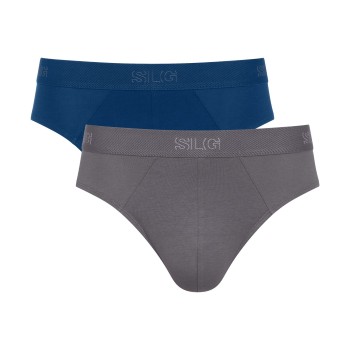 Sloggi 2P SLG Base Midi Briefs Grå/Blå bomuld X-Large Herre