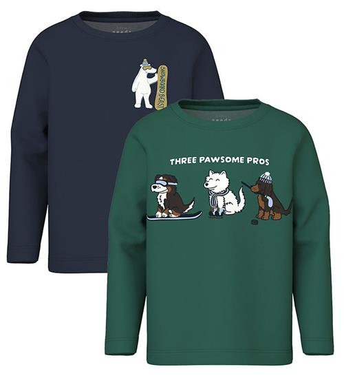 Name It Bluse - 2-Pak - NmmVux - Bistro Green/Navy Blazer Snowbo