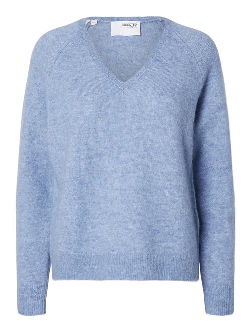 Slflulu New Ls Knit V-Neck B Noos Selected Blue