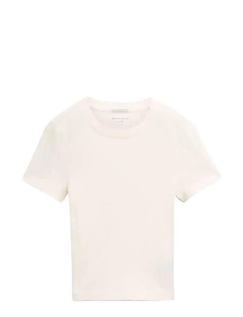 Cropped Rib T-Shirt Tom Tailor Cream
