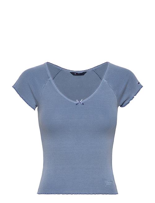 Tjw Slim Vneck Gmd Rib Ss Tommy Jeans Blue
